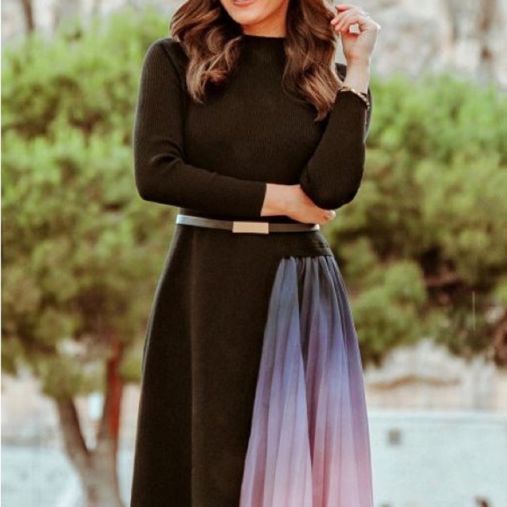 Chicwish Black Dress with Purple Gradient Detail